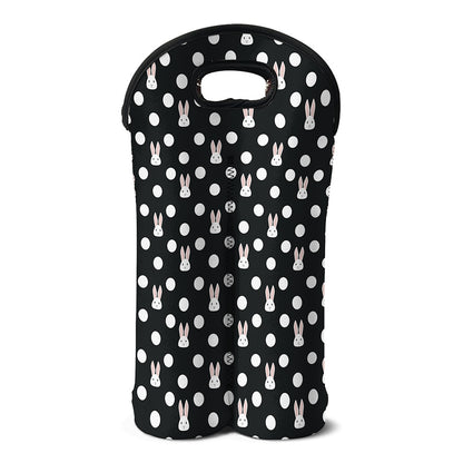 Polka Dot Rabbit Pattern Print Double Neoprene Wine Tote