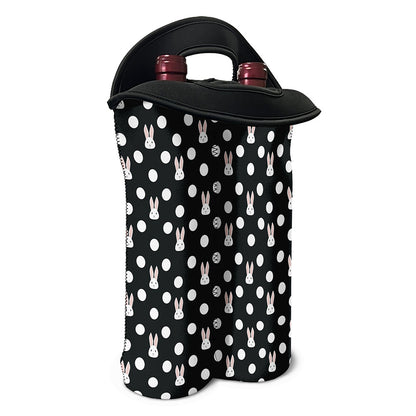 Polka Dot Rabbit Pattern Print Double Neoprene Wine Tote