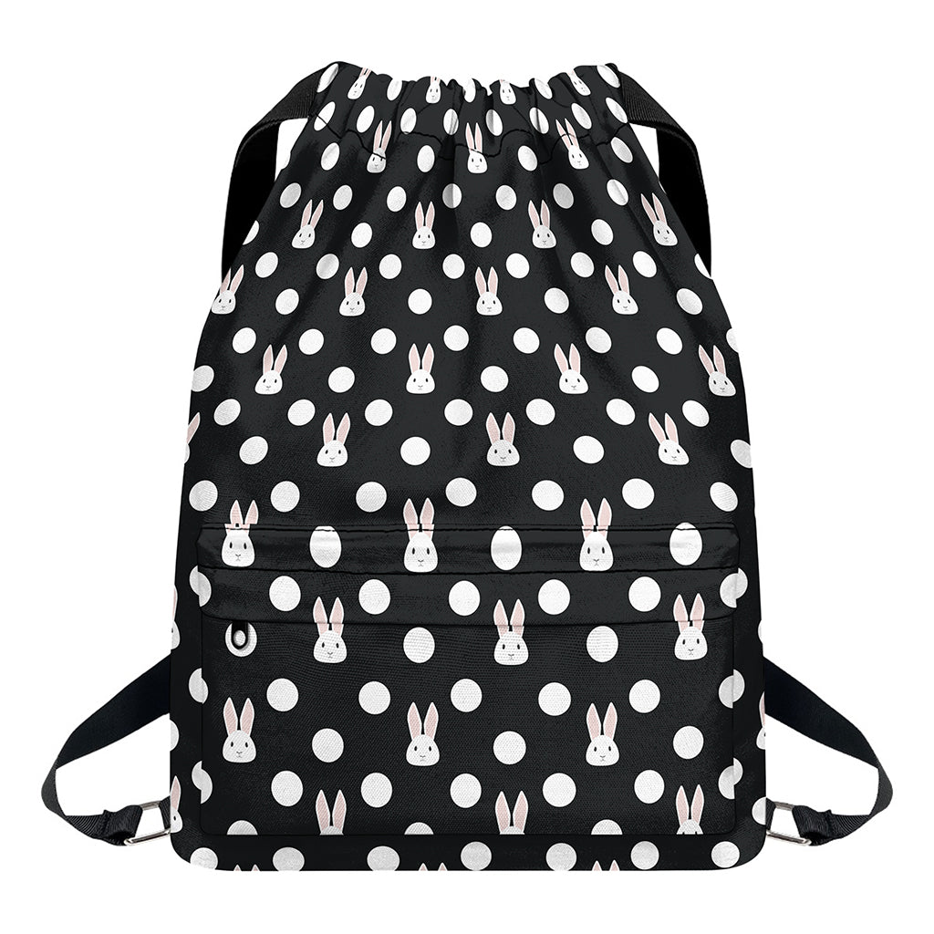 Polka Dot Rabbit Pattern Print Drawstring Backpack