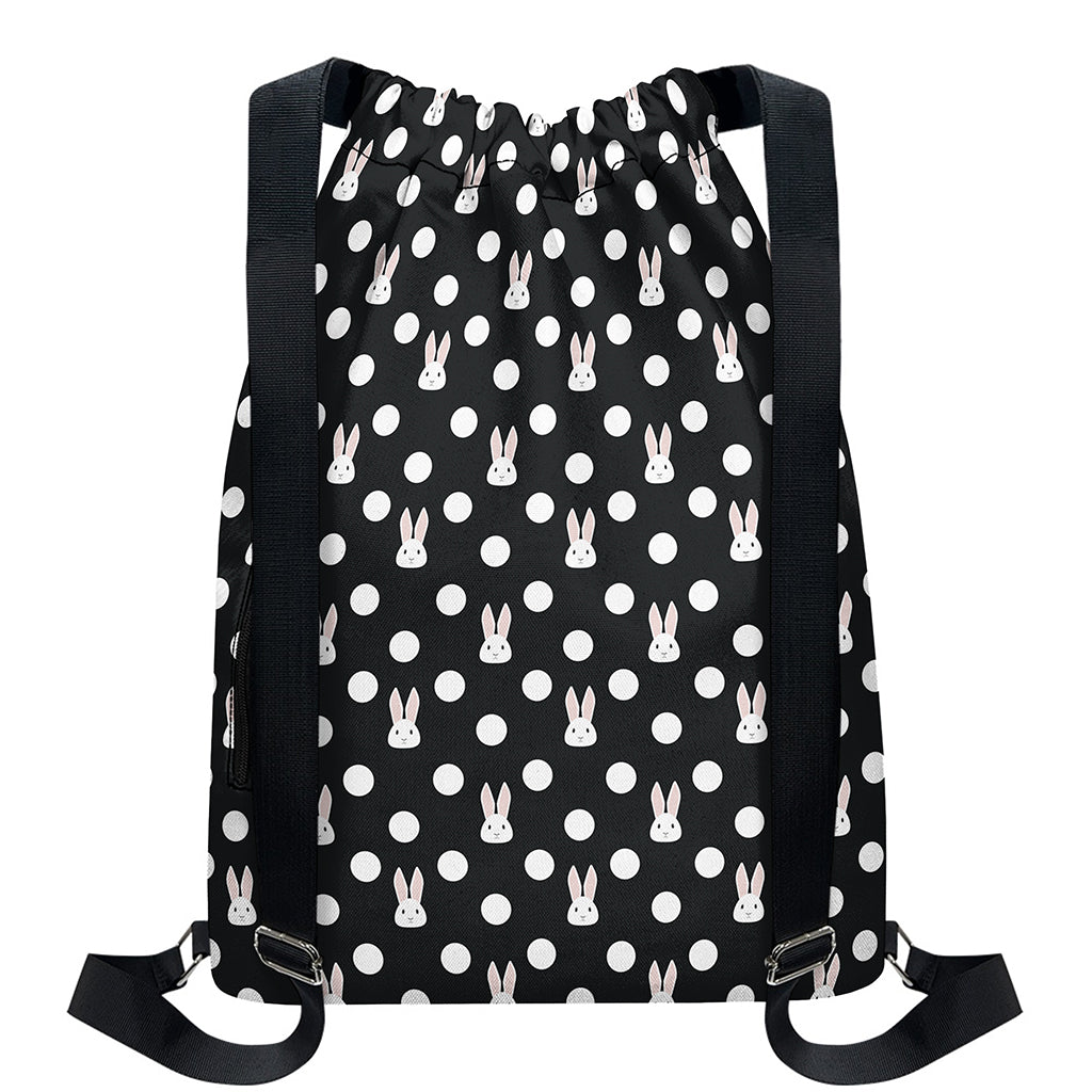 Polka Dot Rabbit Pattern Print Drawstring Backpack