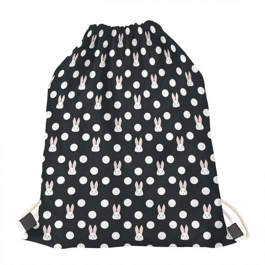 Polka Dot Rabbit Pattern Print Drawstring Bag