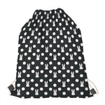 Polka Dot Rabbit Pattern Print Drawstring Bag