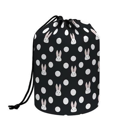 Polka Dot Rabbit Pattern Print Drawstring Makeup Bag