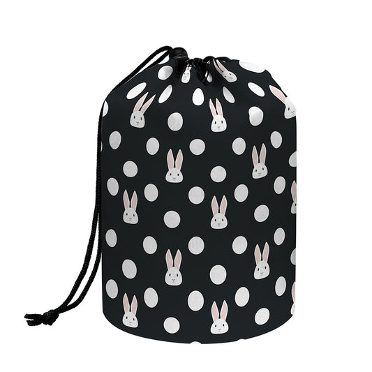 Polka Dot Rabbit Pattern Print Drawstring Makeup Bag