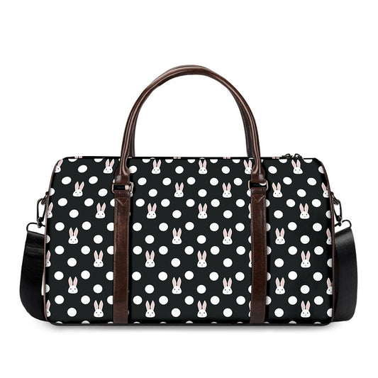 Polka Dot Rabbit Pattern Print Duffle Bag