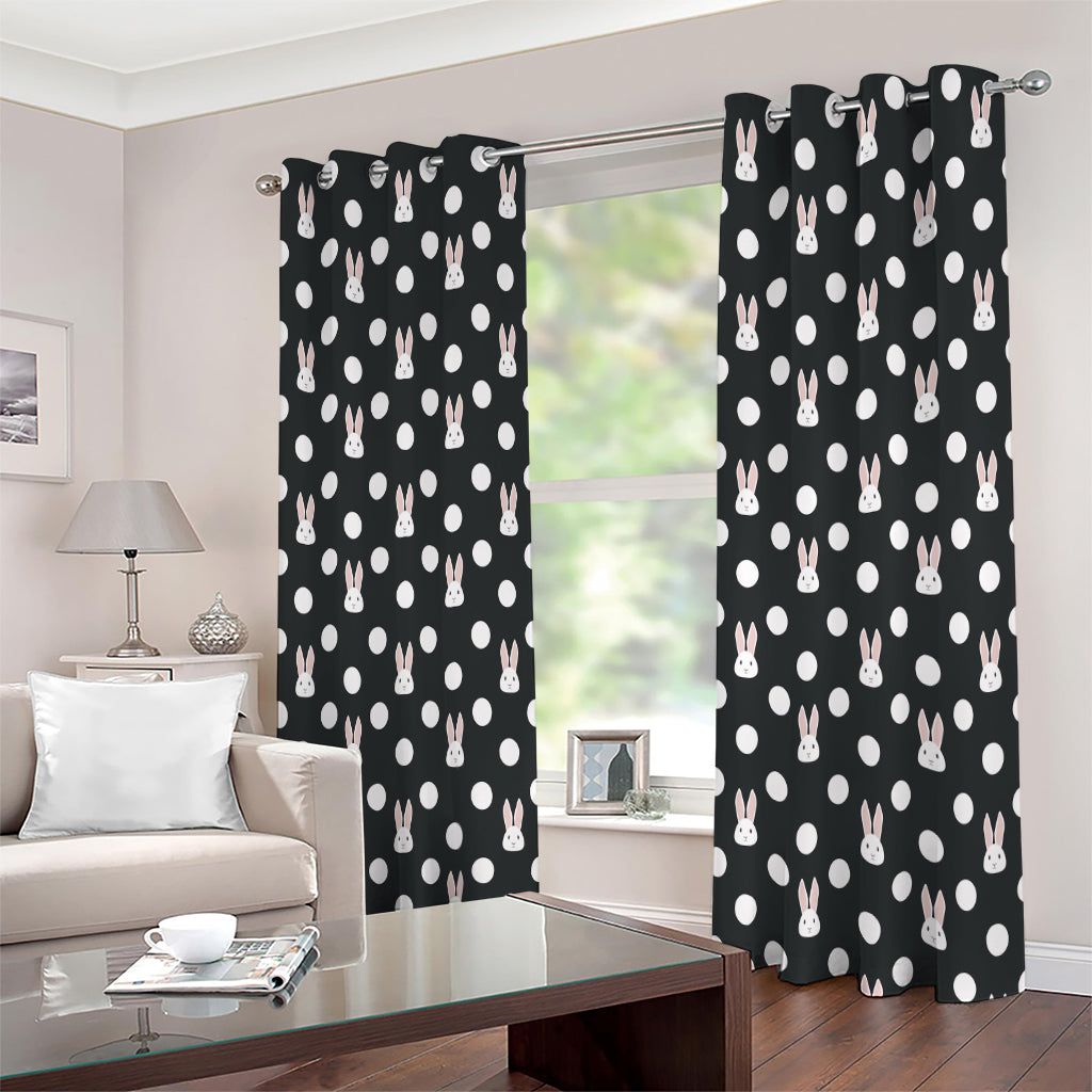 Polka Dot Rabbit Pattern Print Extra Wide Grommet Curtains