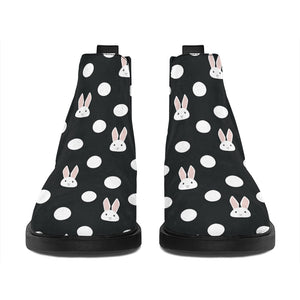 Polka Dot Rabbit Pattern Print Flat Ankle Boots