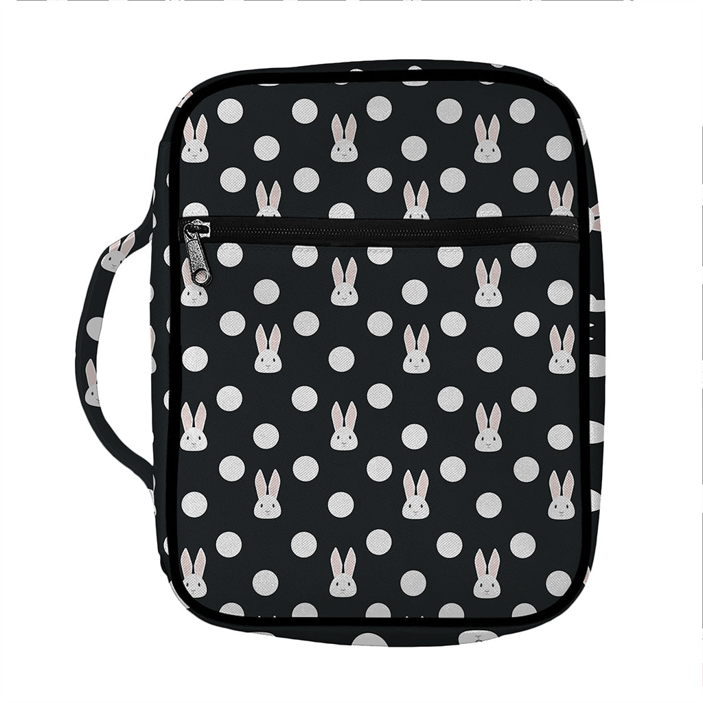 Polka Dot Rabbit Pattern Print Front Pocket Bible Bag