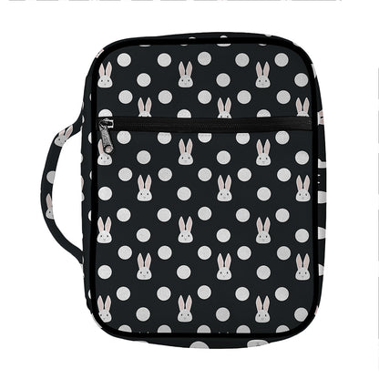 Polka Dot Rabbit Pattern Print Front Pocket Bible Bag