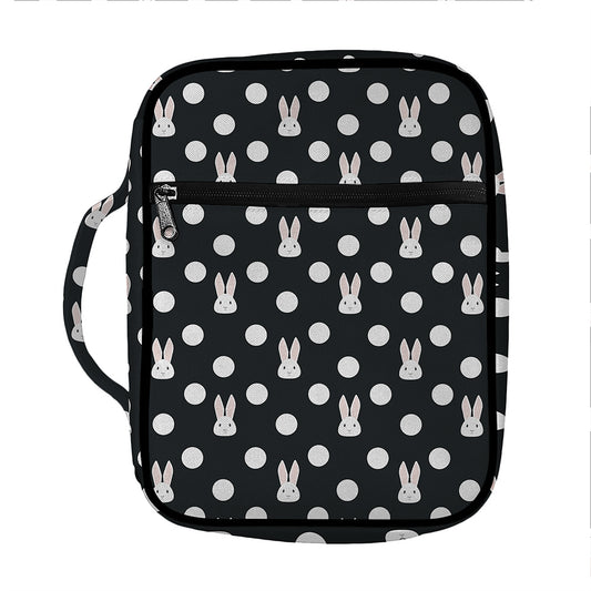Polka Dot Rabbit Pattern Print Front Pocket Bible Bag