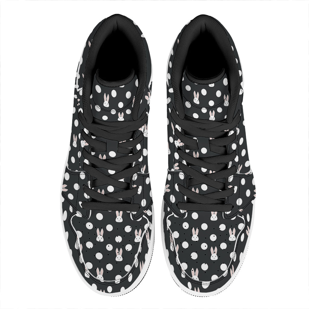 Polka Dot Rabbit Pattern Print High Top Leather Sneakers