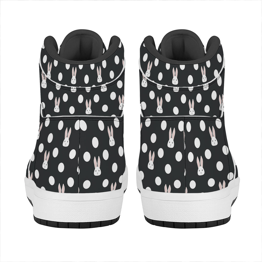 Polka Dot Rabbit Pattern Print High Top Leather Sneakers