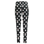 Polka Dot Rabbit Pattern Print High-Waisted Pocket Leggings