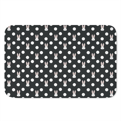 Polka Dot Rabbit Pattern Print Indoor Door Mat