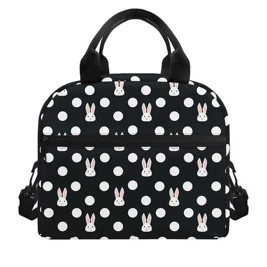 Polka Dot Rabbit Pattern Print Insulated Lunch Bag