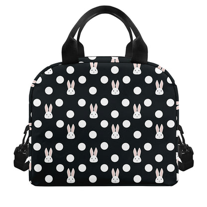 Polka Dot Rabbit Pattern Print Insulated Lunch Bag