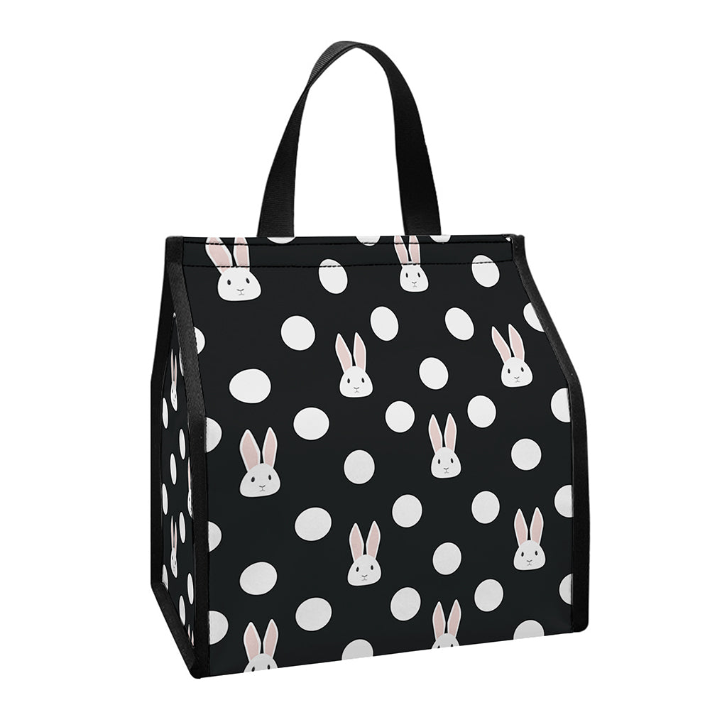 Polka Dot Rabbit Pattern Print Insulated Lunch Tote