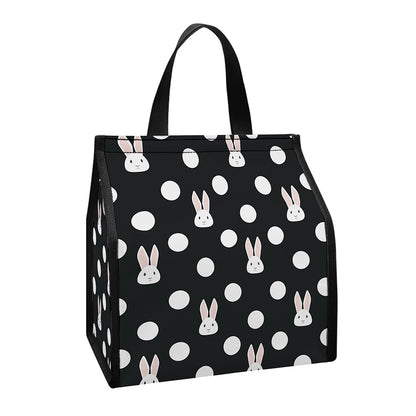 Polka Dot Rabbit Pattern Print Insulated Lunch Tote
