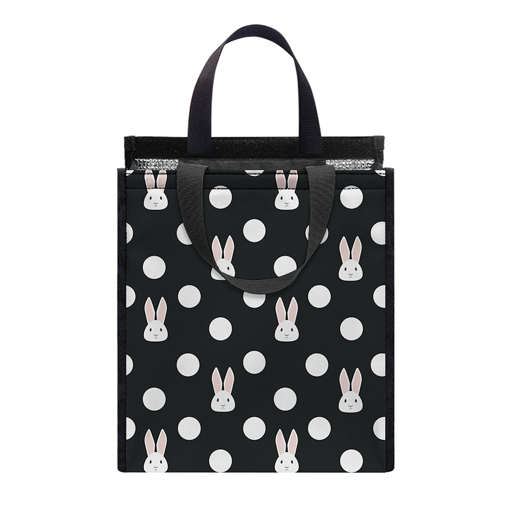 Polka Dot Rabbit Pattern Print Insulated Lunch Tote