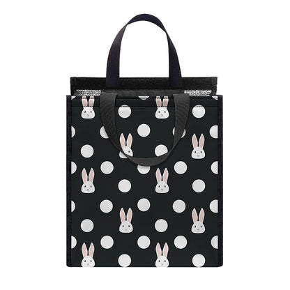 Polka Dot Rabbit Pattern Print Insulated Lunch Tote