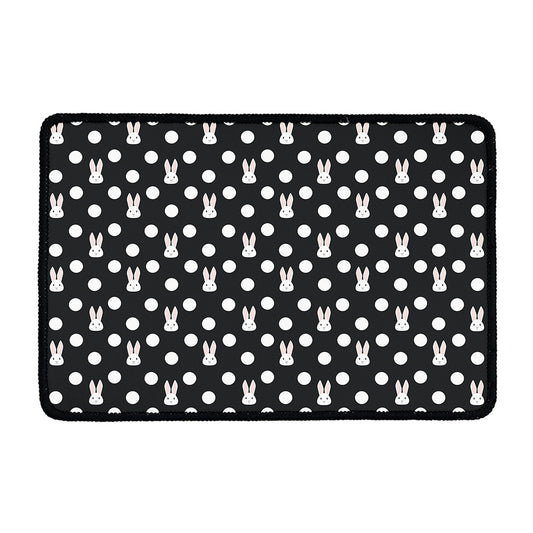 Polka Dot Rabbit Pattern Print Kitchen Mat