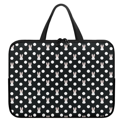 Polka Dot Rabbit Pattern Print Laptop Sleeve With Handle