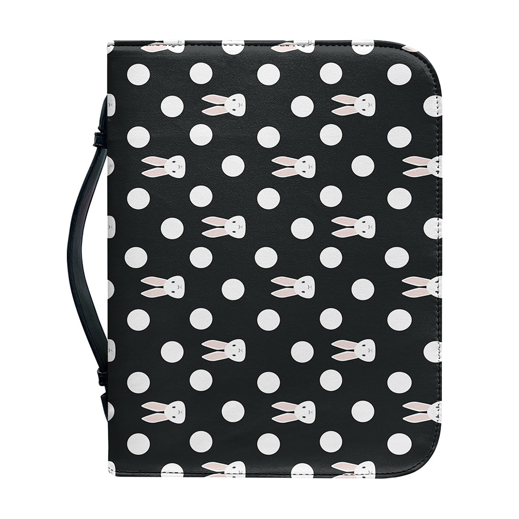 Polka Dot Rabbit Pattern Print Leather Bible Cover