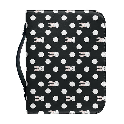 Polka Dot Rabbit Pattern Print Leather Bible Cover