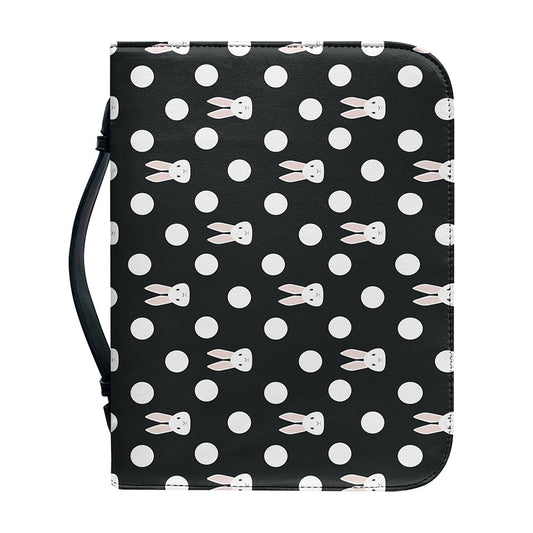 Polka Dot Rabbit Pattern Print Leather Bible Cover