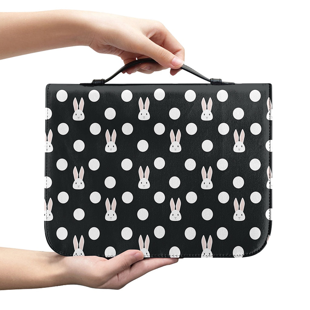 Polka Dot Rabbit Pattern Print Leather Bible Cover