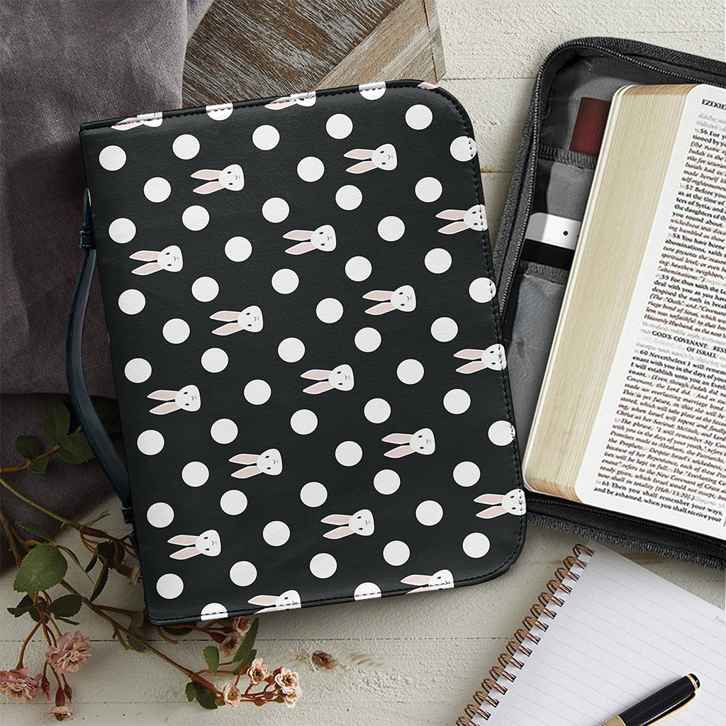 Polka Dot Rabbit Pattern Print Leather Bible Cover