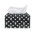 Polka Dot Rabbit Pattern Print Leather Tissue Box Cover