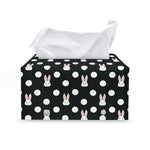Polka Dot Rabbit Pattern Print Leather Tissue Box Cover