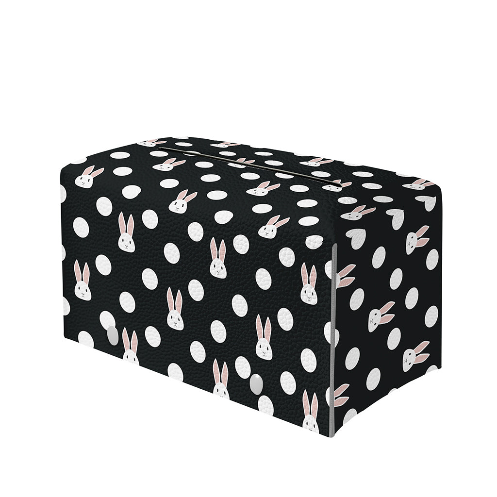 Polka Dot Rabbit Pattern Print Leather Tissue Box Cover