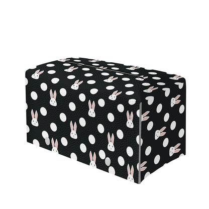 Polka Dot Rabbit Pattern Print Leather Tissue Box Cover