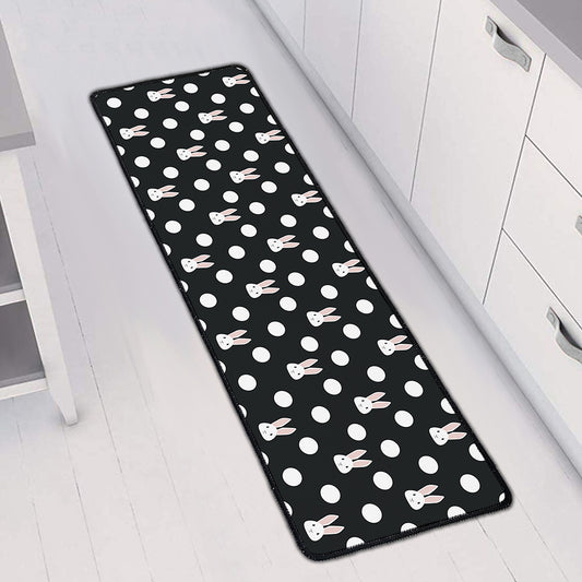 Polka Dot Rabbit Pattern Print Long Kitchen Mat