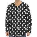 Polka Dot Rabbit Pattern Print Long Sleeve Baseball Jersey
