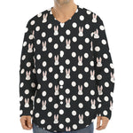 Polka Dot Rabbit Pattern Print Long Sleeve Baseball Jersey