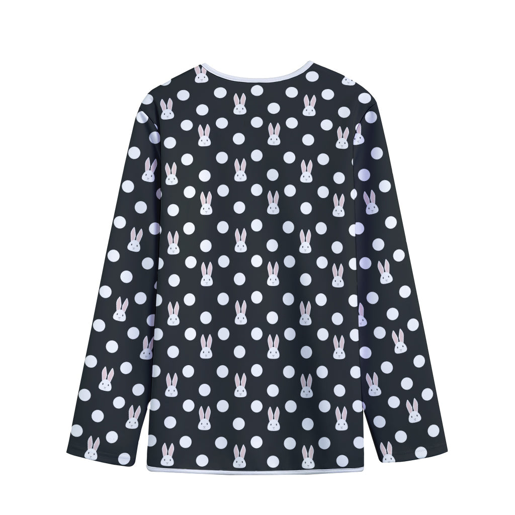 Polka Dot Rabbit Pattern Print Long Sleeve Short Coat