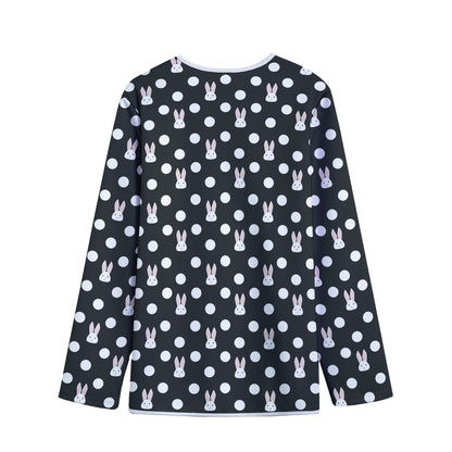 Polka Dot Rabbit Pattern Print Long Sleeve Short Coat