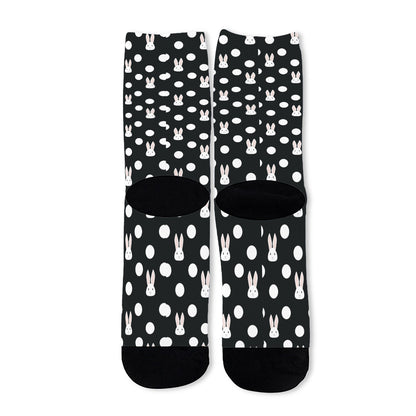 Polka Dot Rabbit Pattern Print Long Socks