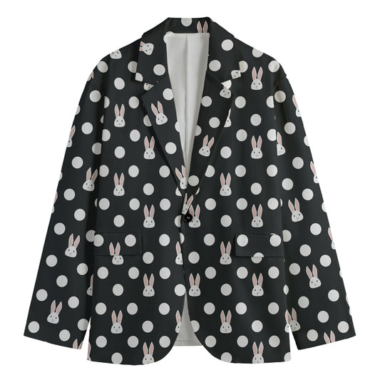 Polka Dot Rabbit Pattern Print Men's Blazer