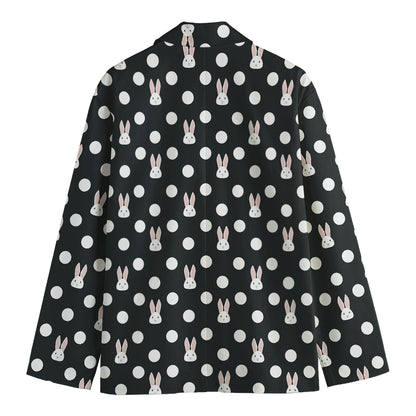 Polka Dot Rabbit Pattern Print Men's Blazer