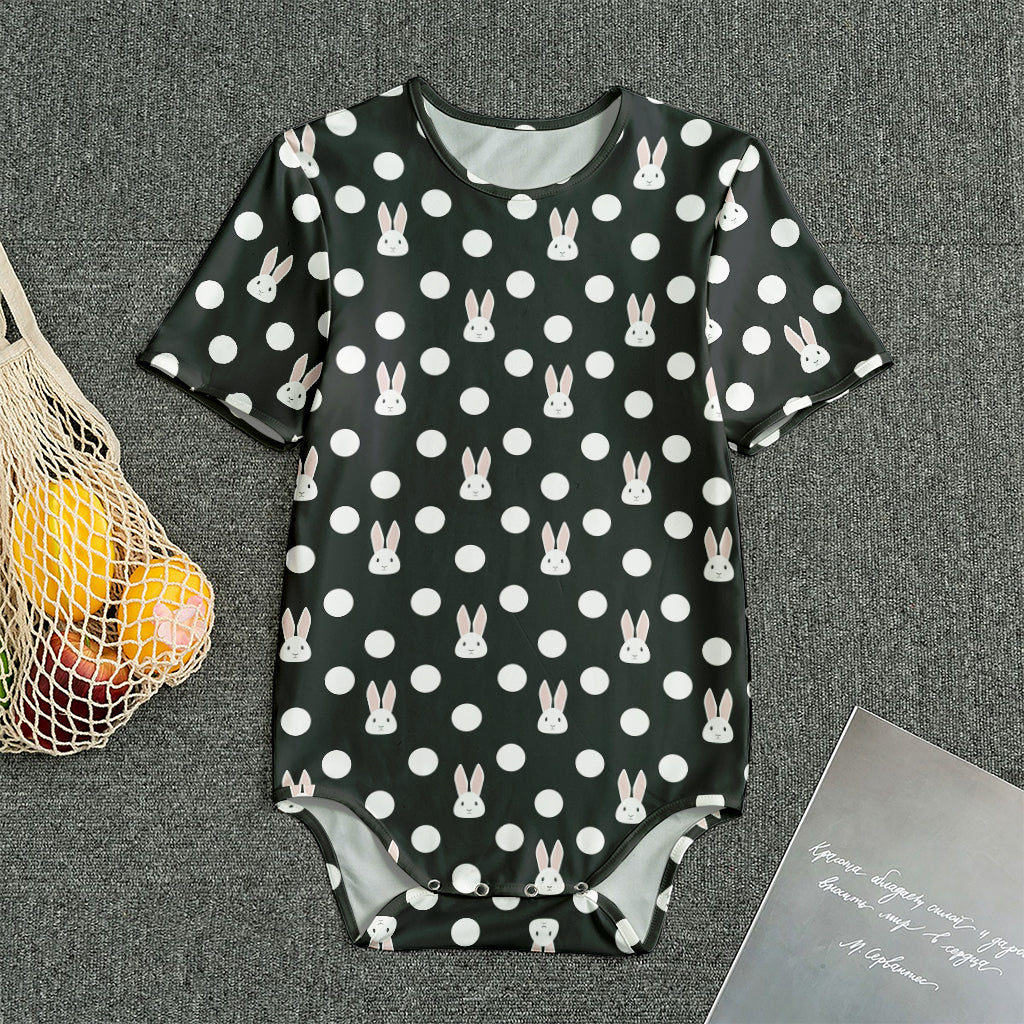 Polka Dot Rabbit Pattern Print Men's Bodysuit