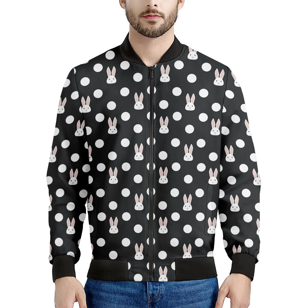 Polka Dot Rabbit Pattern Print Men's Bomber Jacket