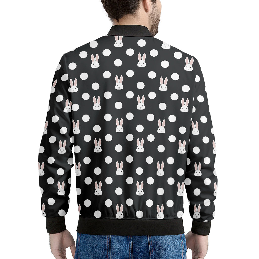 Polka Dot Rabbit Pattern Print Men's Bomber Jacket