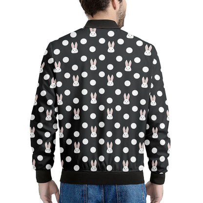 Polka Dot Rabbit Pattern Print Men's Bomber Jacket