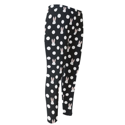 Polka Dot Rabbit Pattern Print Men's Compression Pants