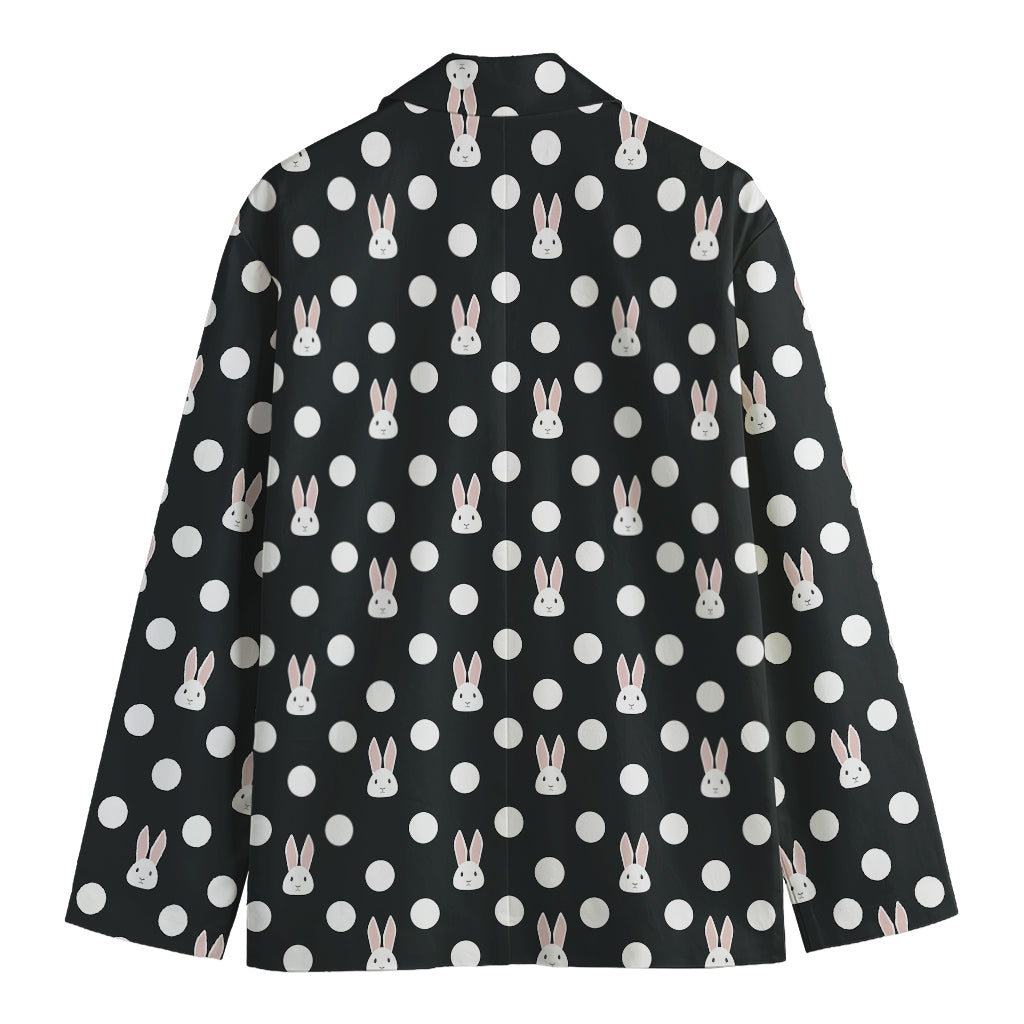 Polka Dot Rabbit Pattern Print Men's Cotton Blazer