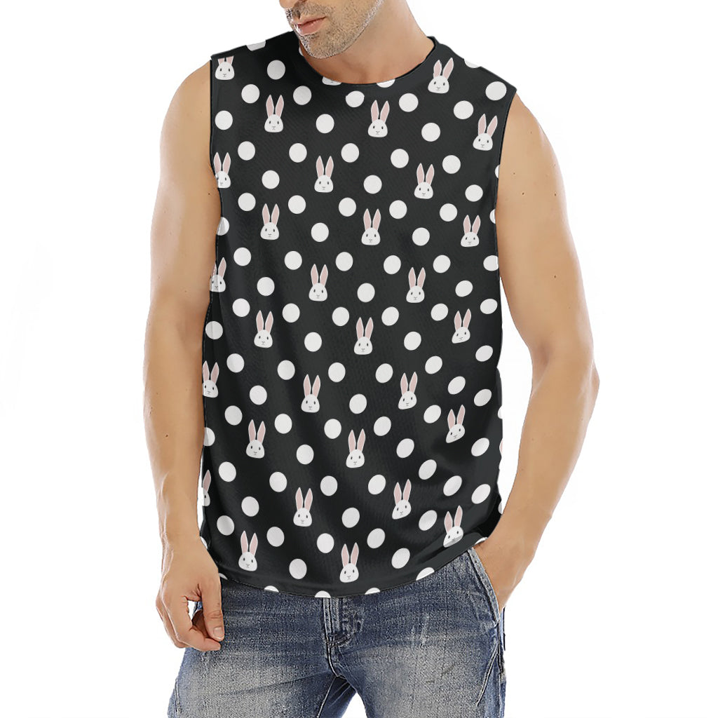 Polka Dot Rabbit Pattern Print Men's Fitness Tank Top